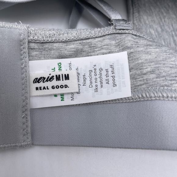 Aerie Square Neck Strappy Side Lace Up Unlined Wireless Bralette Heather Gray M - Picture 3 of 5